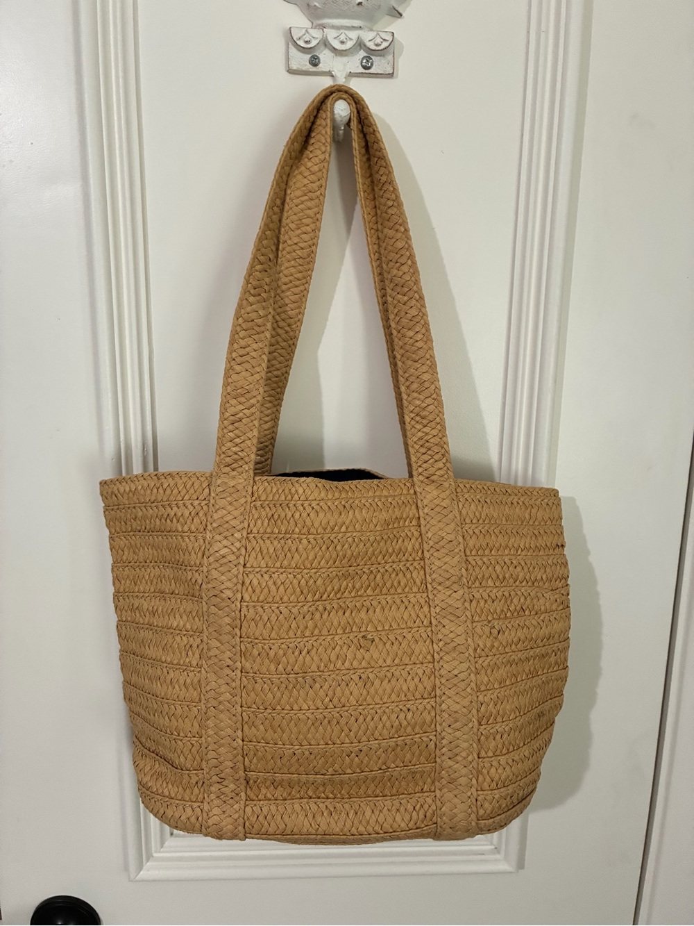 Draper James Tan Braided Straw Tote